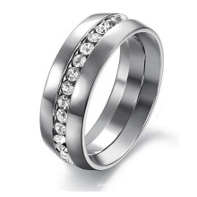Anillos de regalo de boda de compromiso de joyería de moda para las mujeres anillo de eternidad de Canal-Set de acero inoxidable 316L